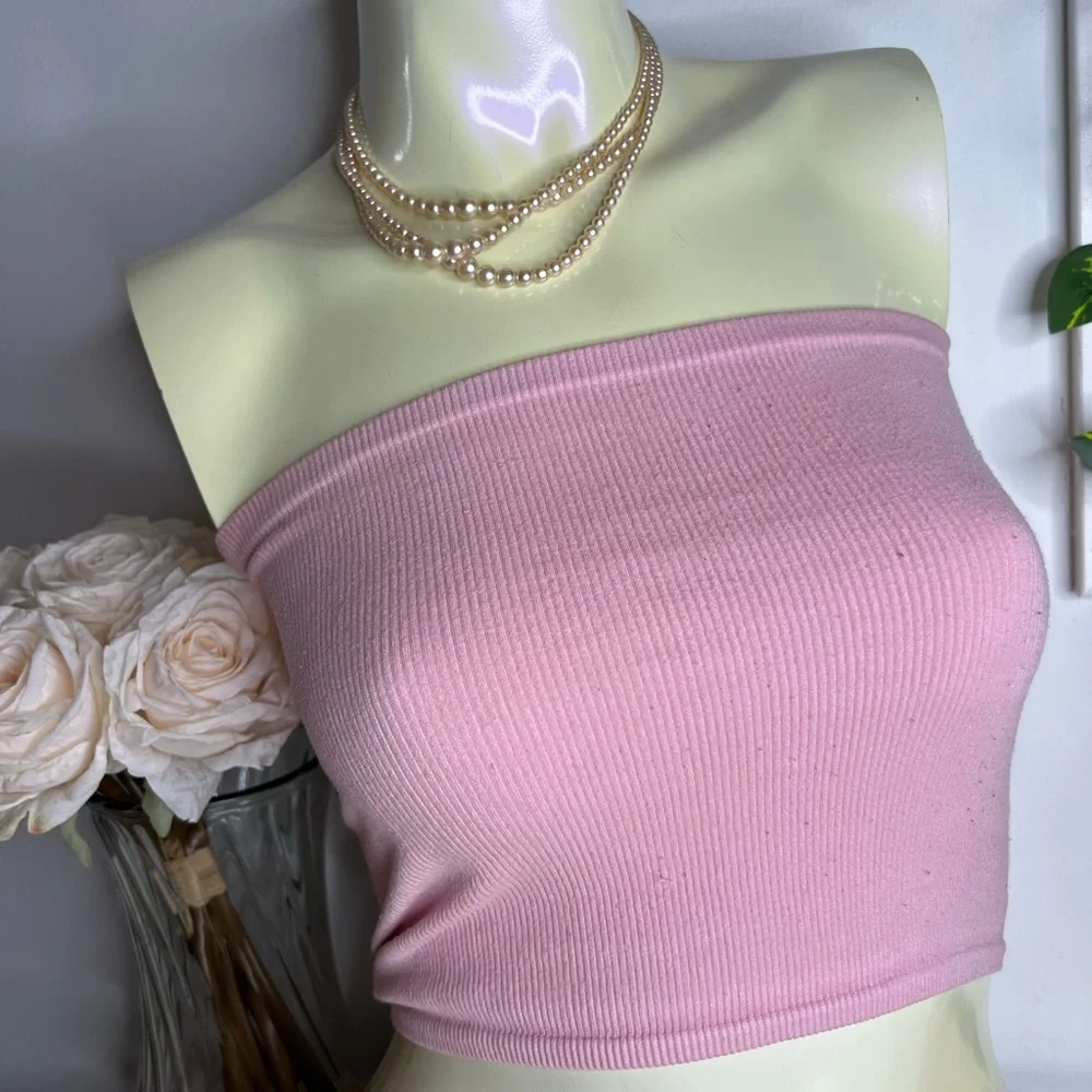 Pink Ribbed Tube Top - Picture 8 of 10